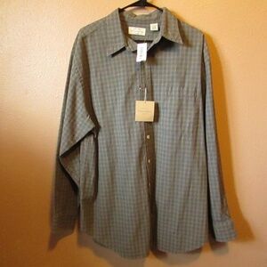 Men's Casual Button Down Shirt - Green Plaid